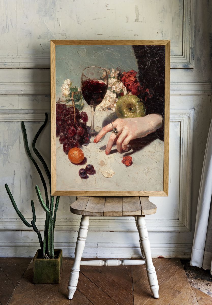 Still Life with Wine and Fruit — Fine Art Print. — room view 1