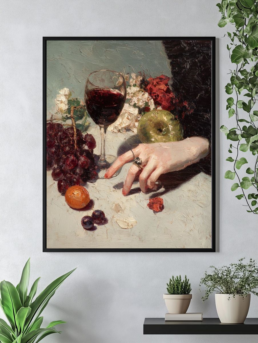 Still Life with Wine and Fruit — Fine Art Print. — room view 4