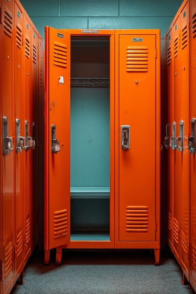 Orange School Lockers — Photography Print. poster print