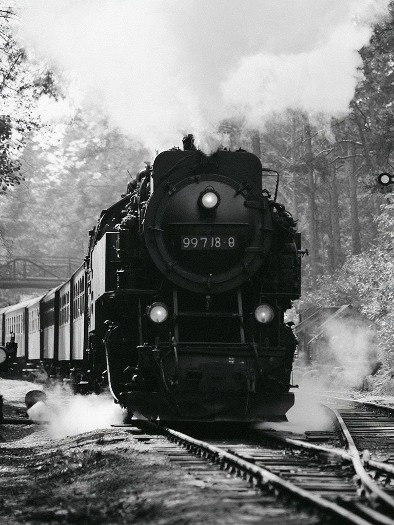 Steam Locomotive in the Forest Print. poster — photography art