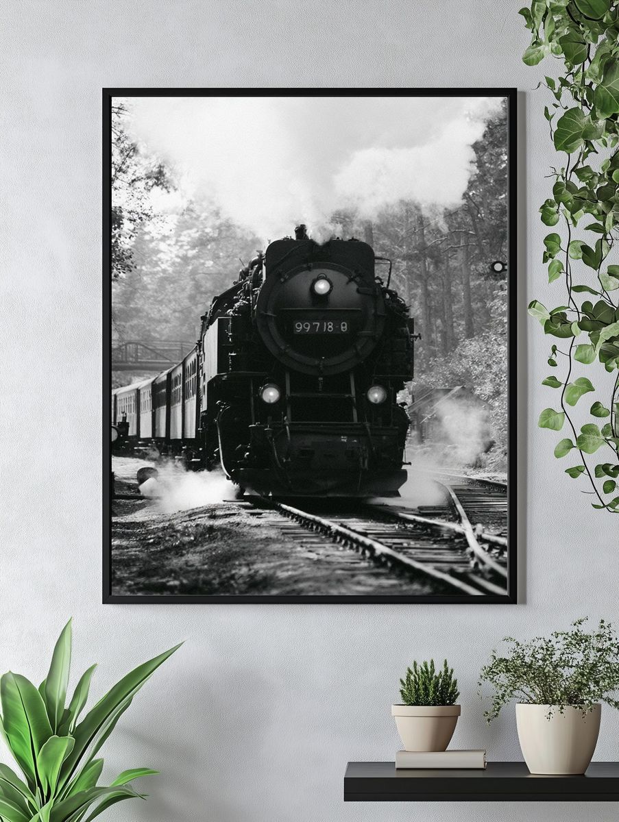 Steam Locomotive in the Forest Print. — room view 4