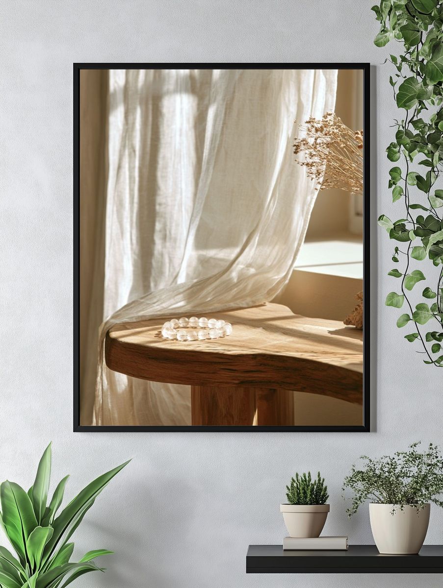 Sunlit Linen Still Life Poster. — room view 4