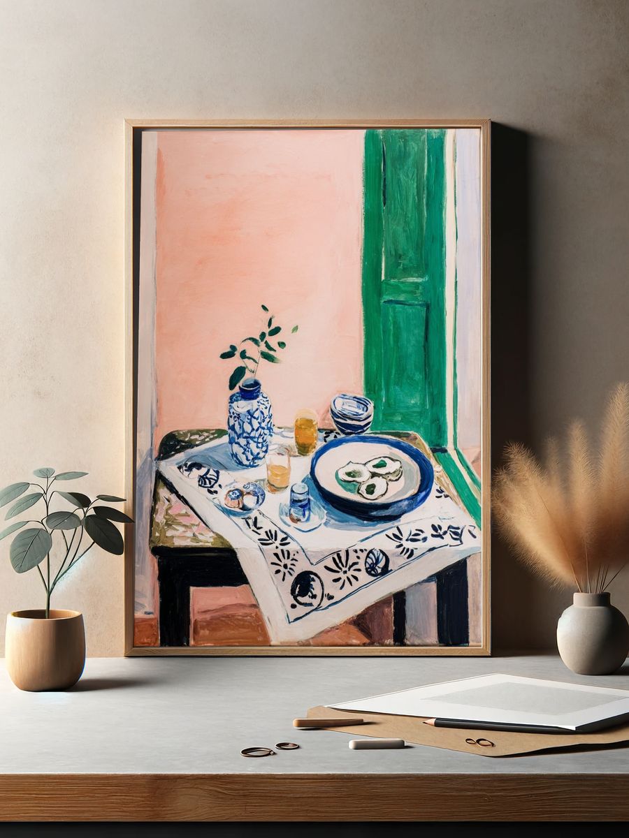 Still Life with Blue and Green — Fine Art Print. — room view 2