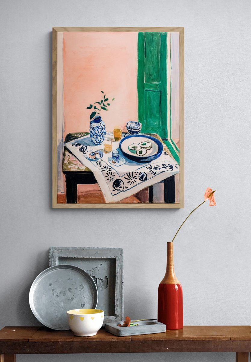 Still Life with Blue and Green — Fine Art Print. — room view 3