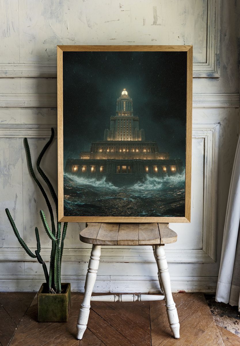 Stormy Lighthouse Tower — Surreal Print. — room view 1