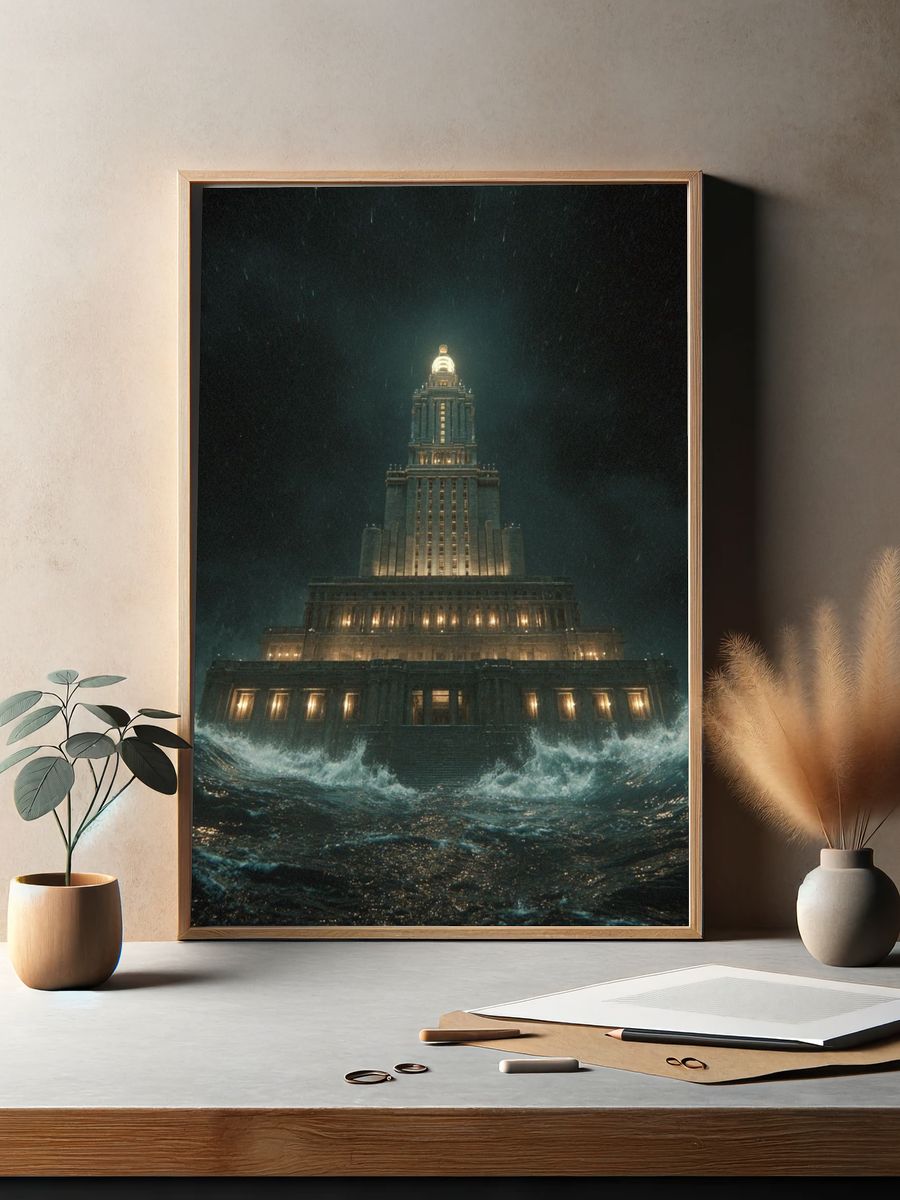Stormy Lighthouse Tower — Surreal Print. — room view 2
