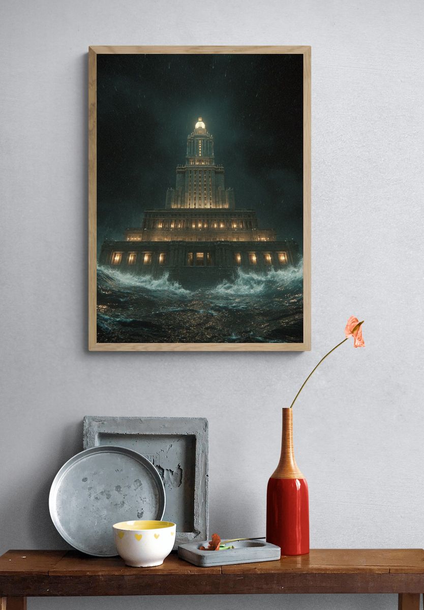 Stormy Lighthouse Tower — Surreal Print. — room view 3