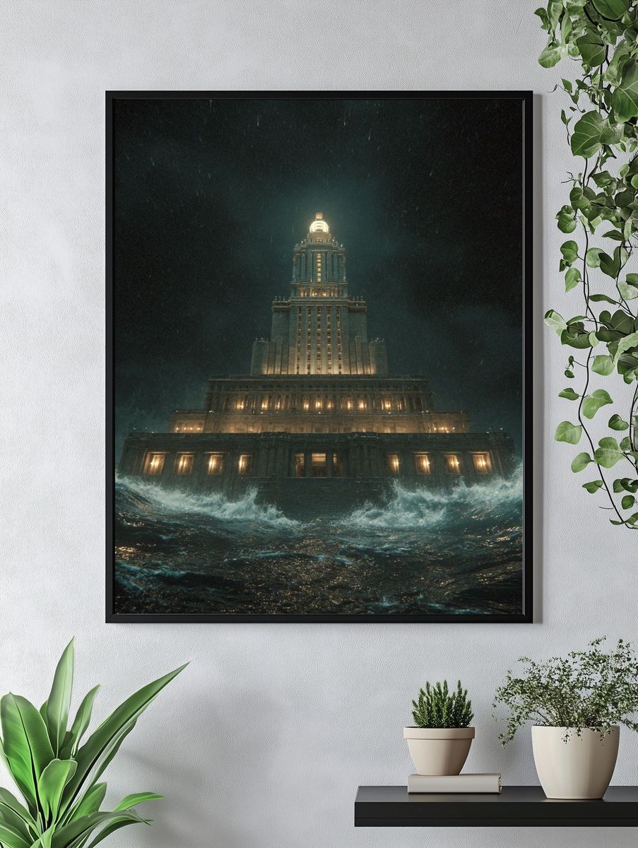 Stormy Lighthouse Tower — Surreal Print. — room view 4