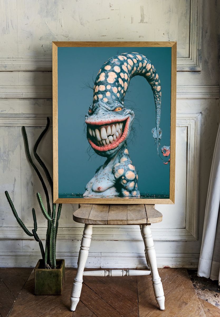 Surreal Monster Portrait Print. room preview