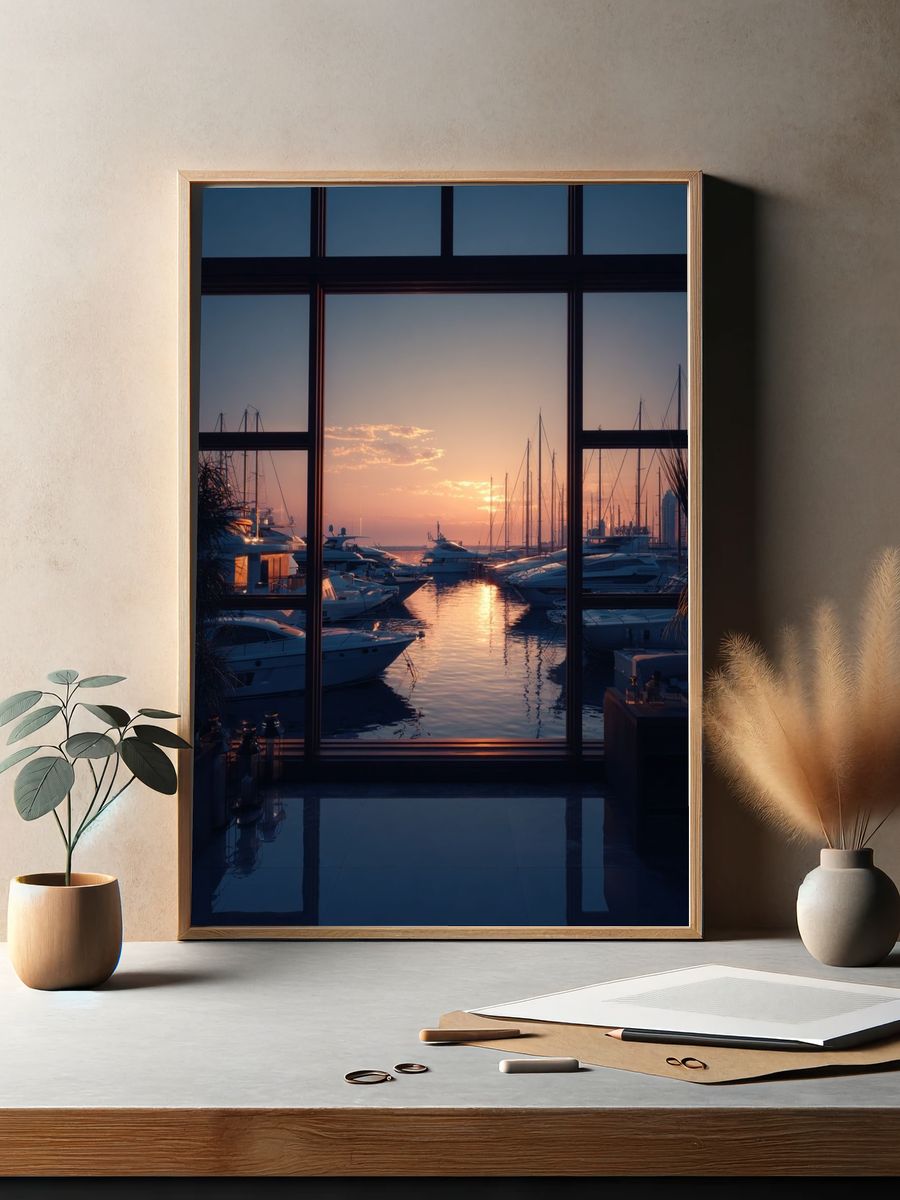 Sunset Marina View — Photography Print. — room view 2