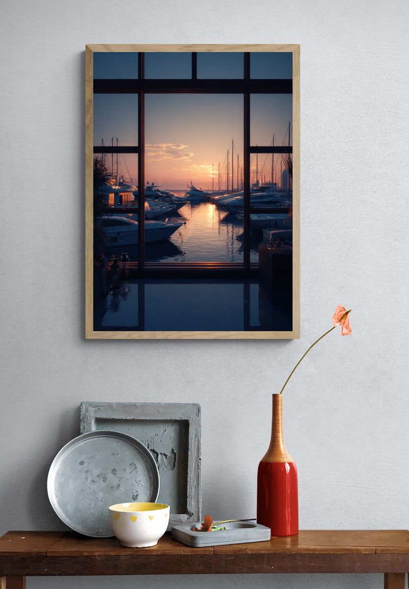 Sunset Marina View — Photography Print. — room view 3