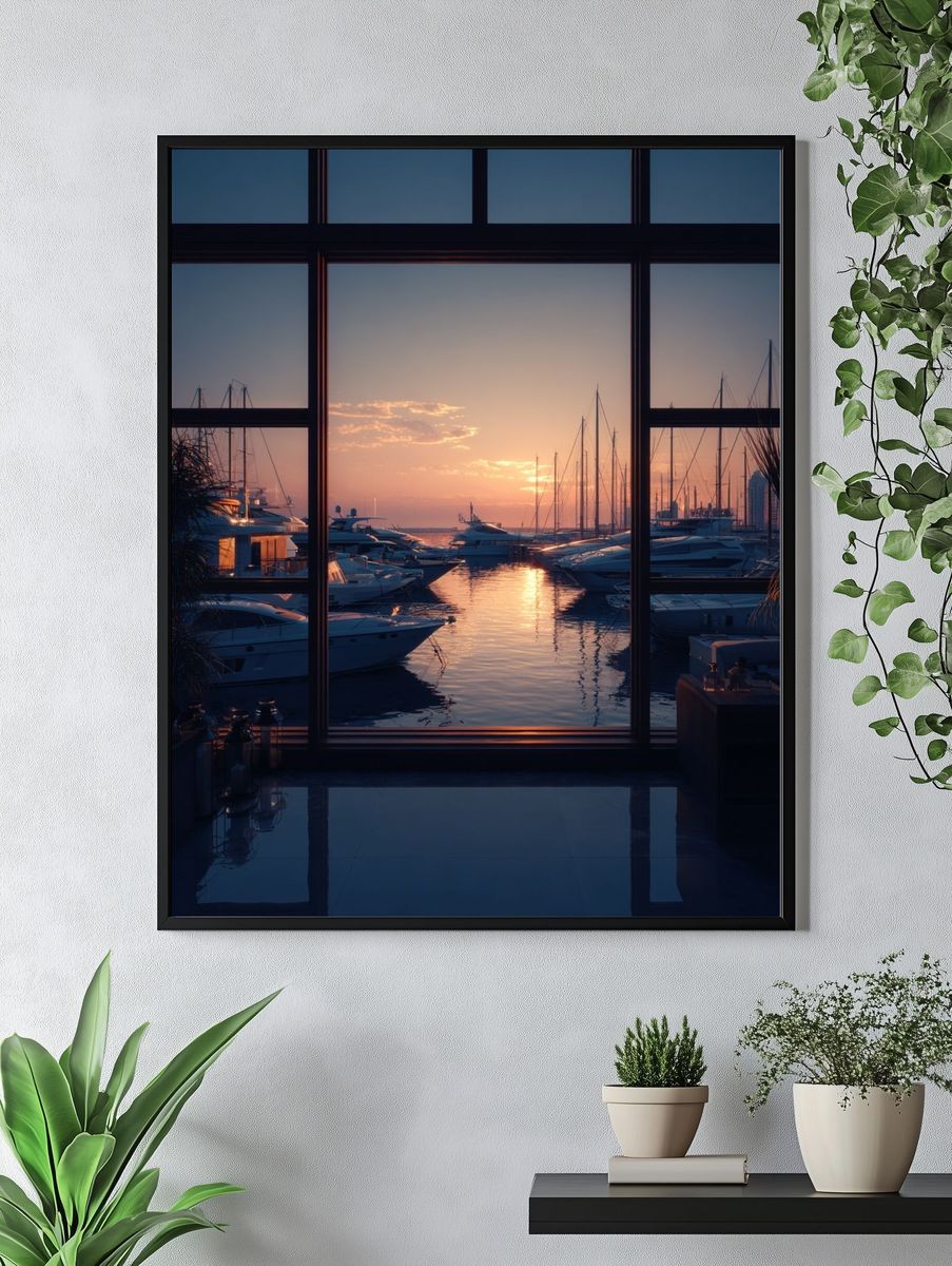 Sunset Marina View — Photography Print. — room view 4
