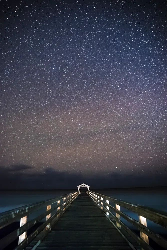 Starry Night Over Pier — Photography Print. poster detail
