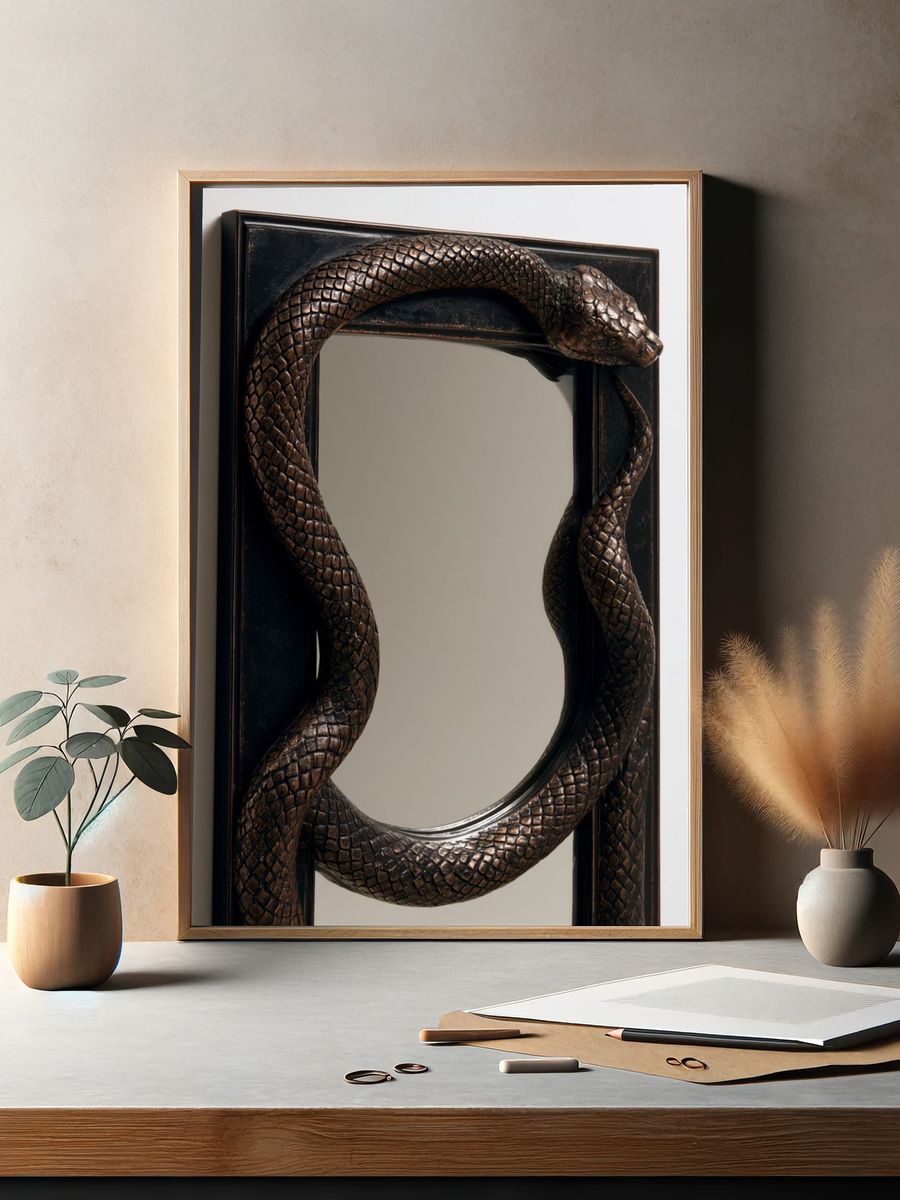 Snake Mirror Sculpture Print. — room view 2