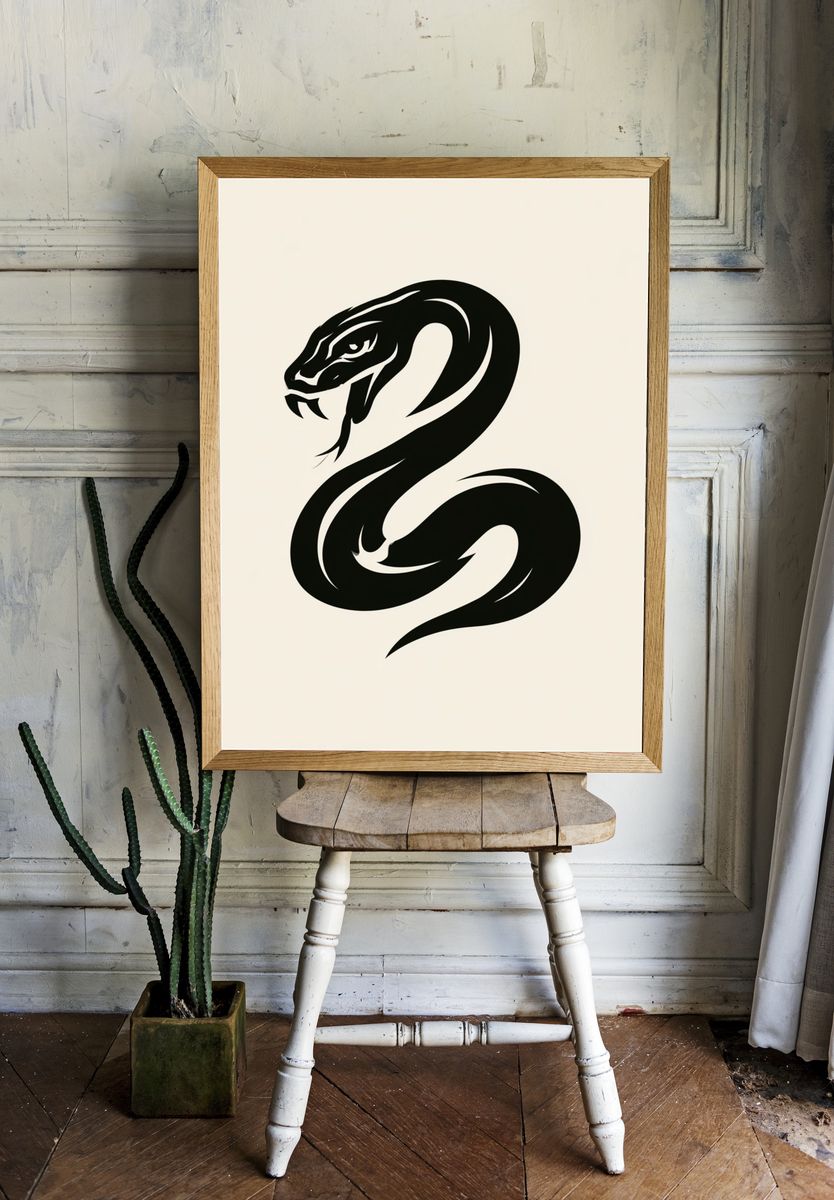 Snake Silhouette Minimalist Poster. room preview