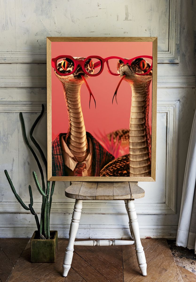 Stylish Snakes Portrait Poster. room preview