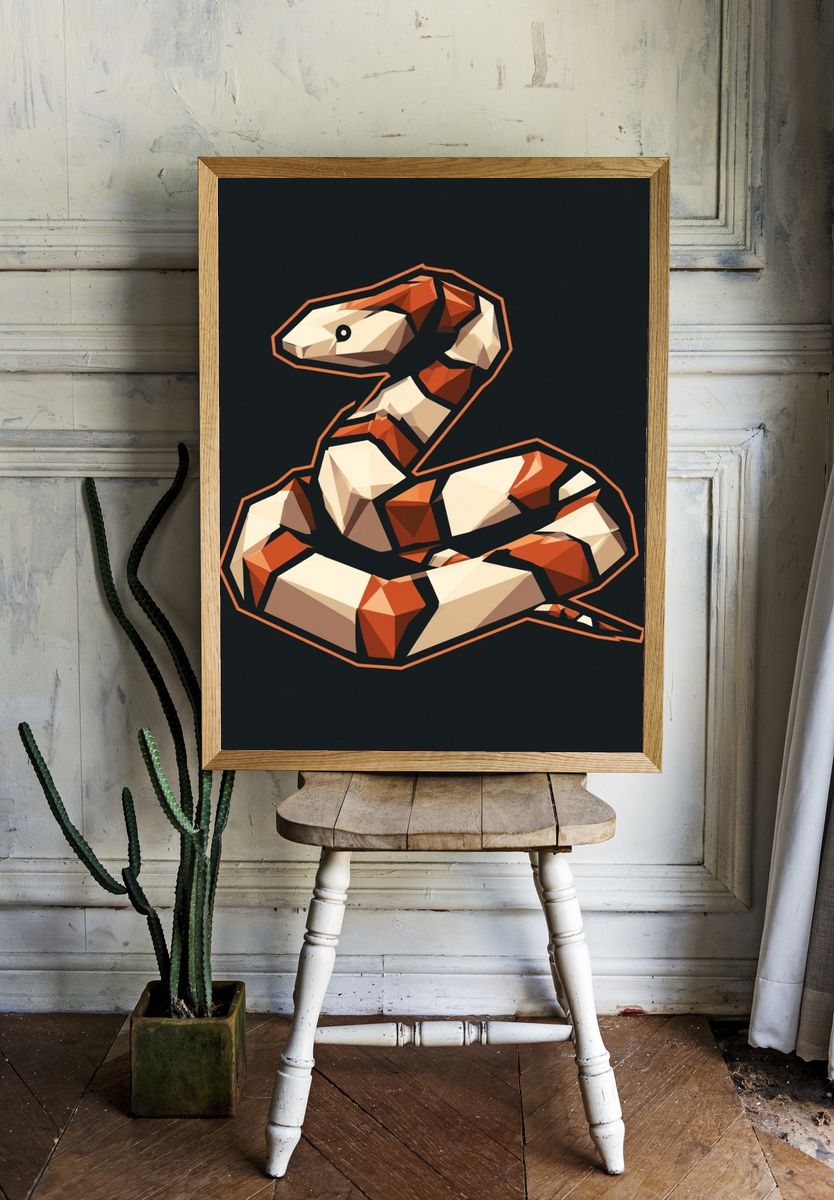 Geometric Snake Illustration Poster. — room view 1