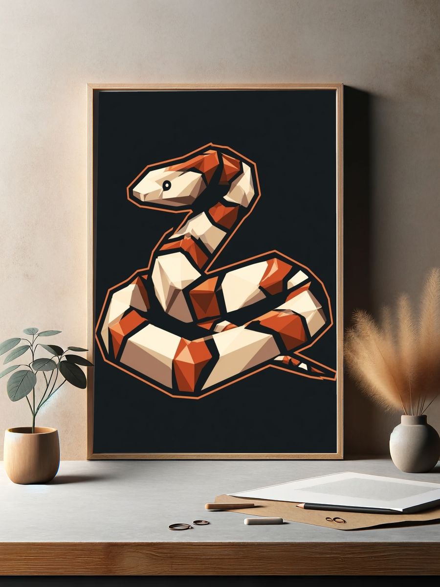 Geometric Snake Illustration Poster. — room view 2