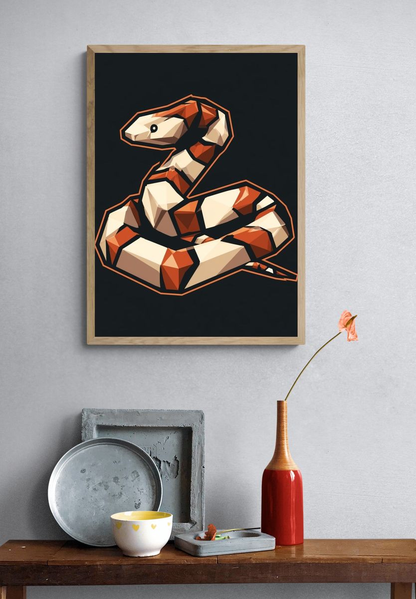 Geometric Snake Illustration Poster. — room view 3