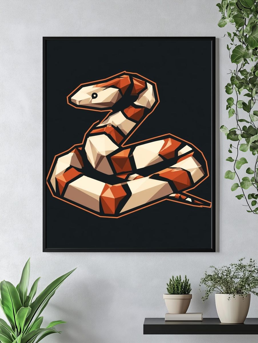 Geometric Snake Illustration Poster. — room view 4