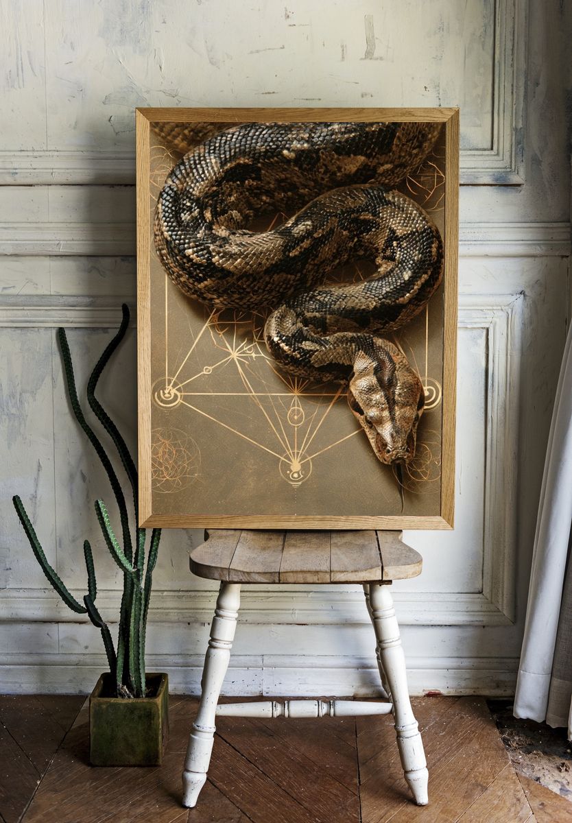 Mystic Snake Illustration Print. room preview