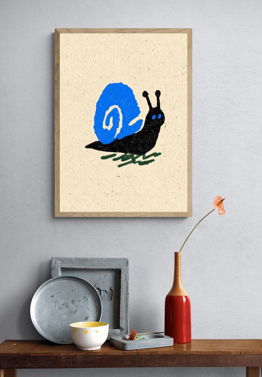 Colorful Snail Illustration Poster. — room view 3