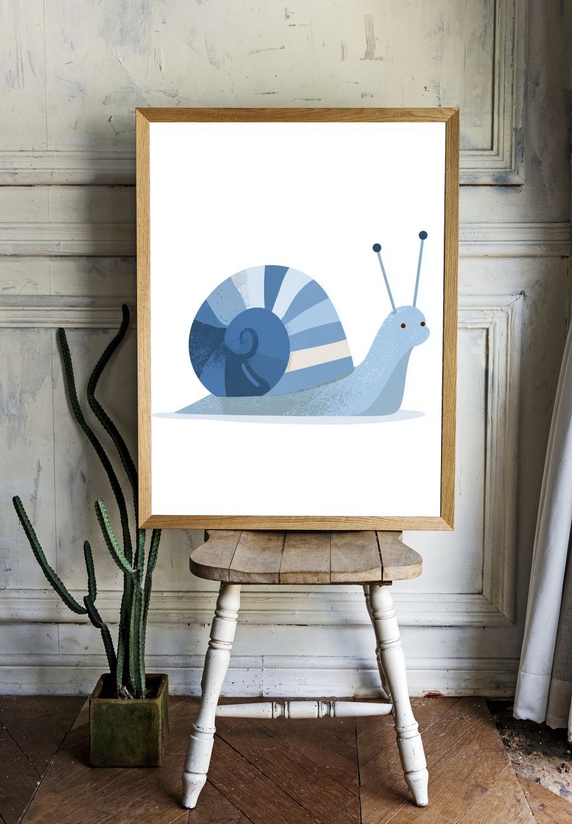 Cute Snail Illustration Poster. — room view 1