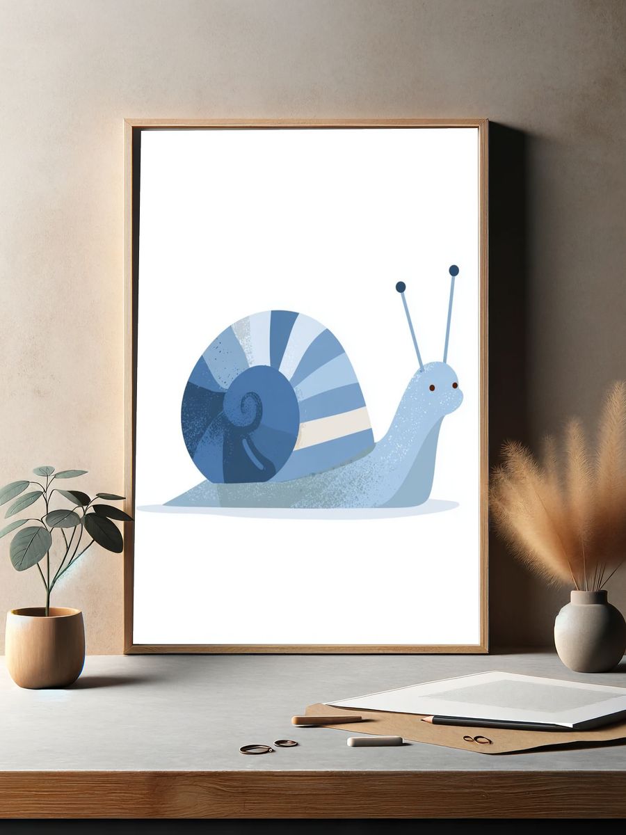 Cute Snail Illustration Poster. — room view 2