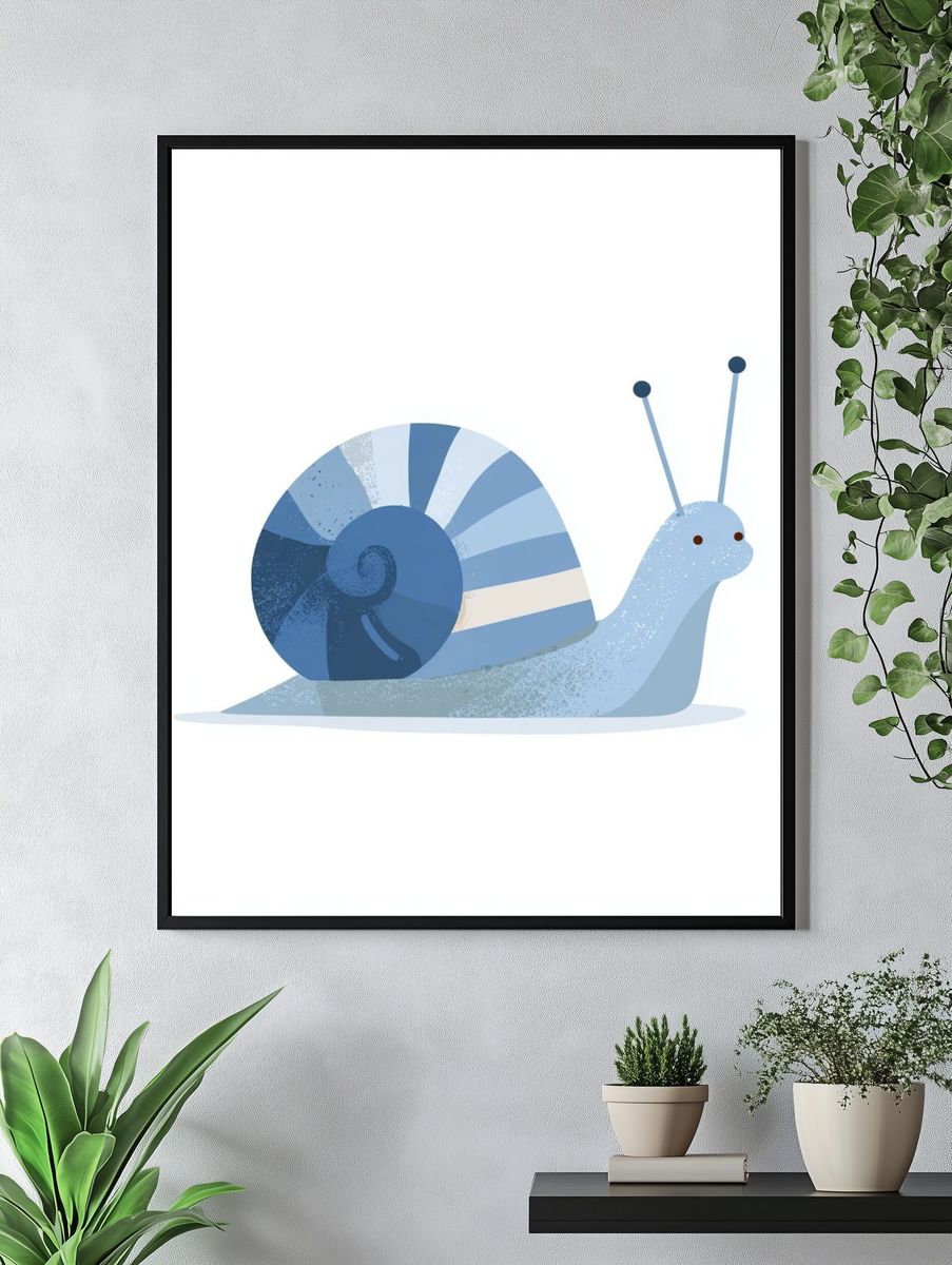 Cute Snail Illustration Poster. — room view 4