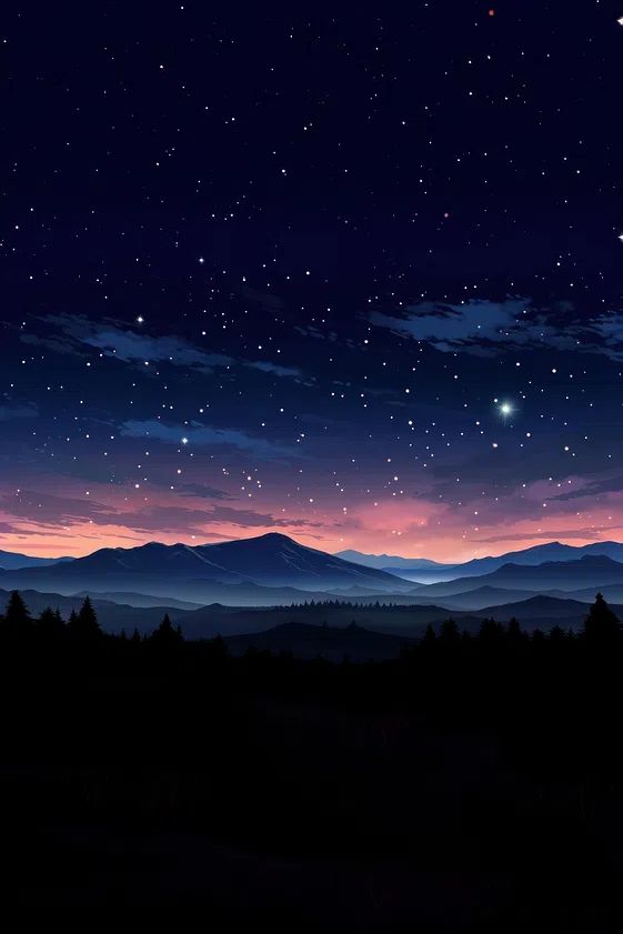 Starry Night Over Mountains — Nature Poster. poster — nature art