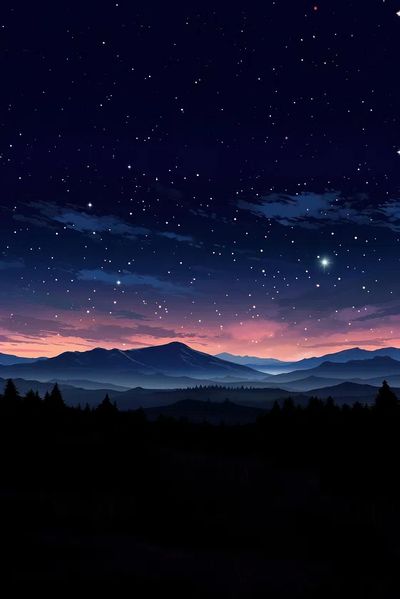 Starry Night Over Mountains — Nature Poster