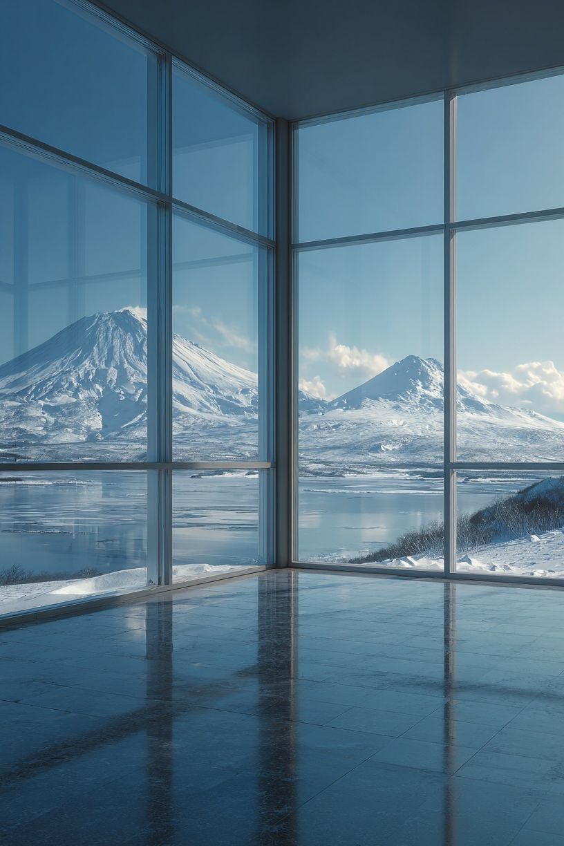 Snowy Mountain View — Minimalist Print. poster — nature art