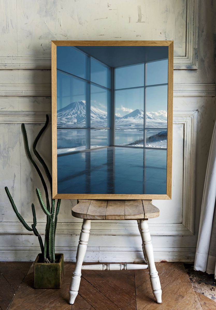 Snowy Mountain View — Minimalist Print room preview