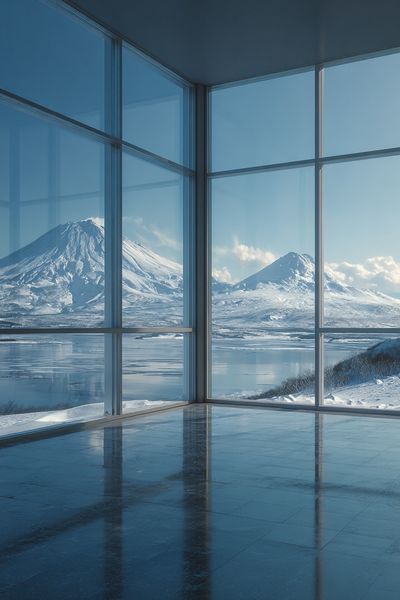 Snowy Mountain View — Minimalist Print