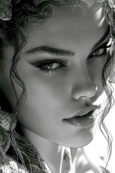 Snake Portrait Black-White Print. poster