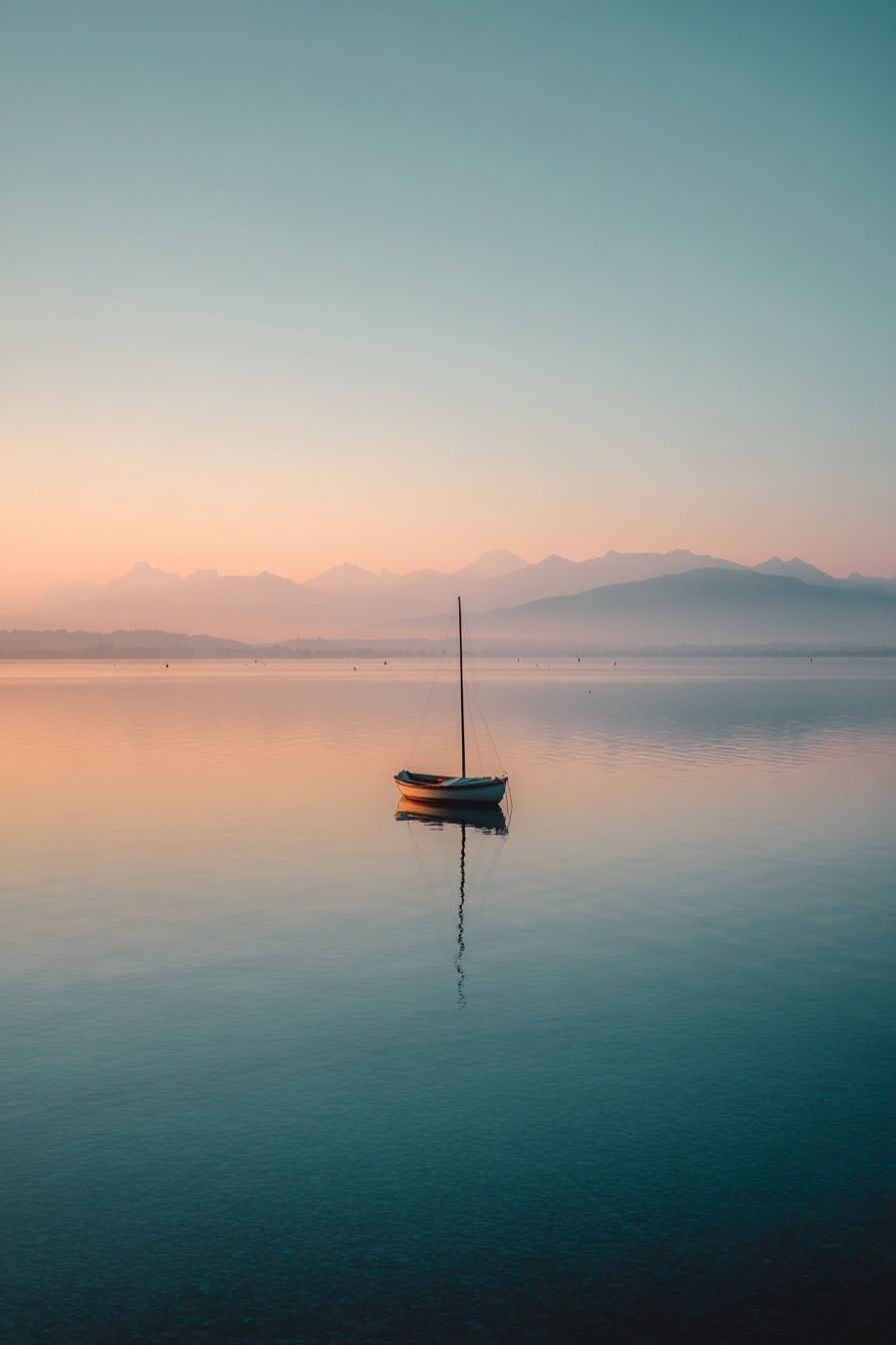 Serene Sailboat Sunrise Print. poster — photography art