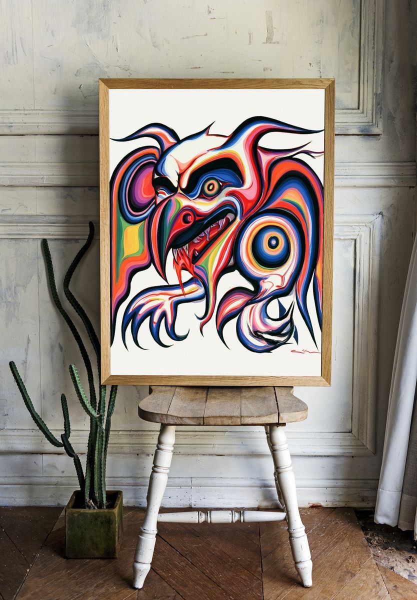 Surreal Neon Beast Print. — room view 1