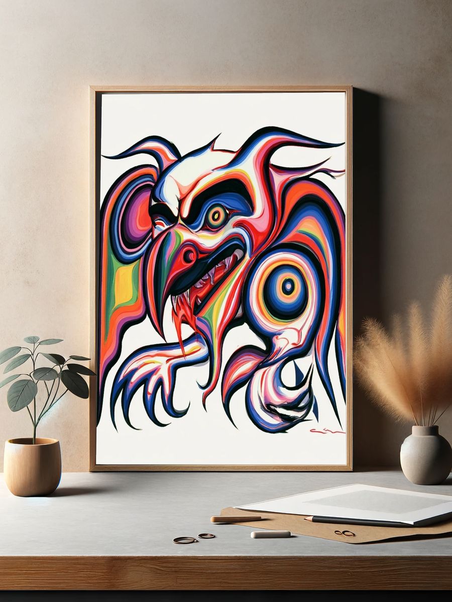 Surreal Neon Beast Print. — room view 2