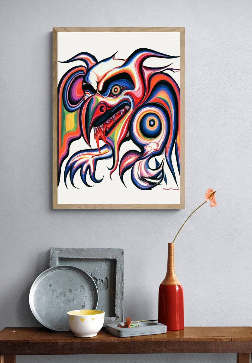 Surreal Neon Beast Print. — room view 3