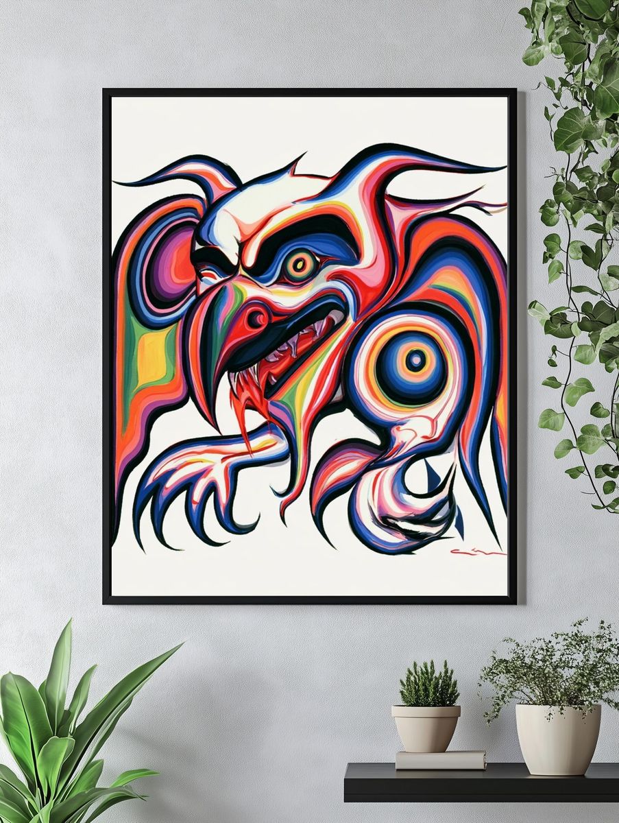 Surreal Neon Beast Print. — room view 4
