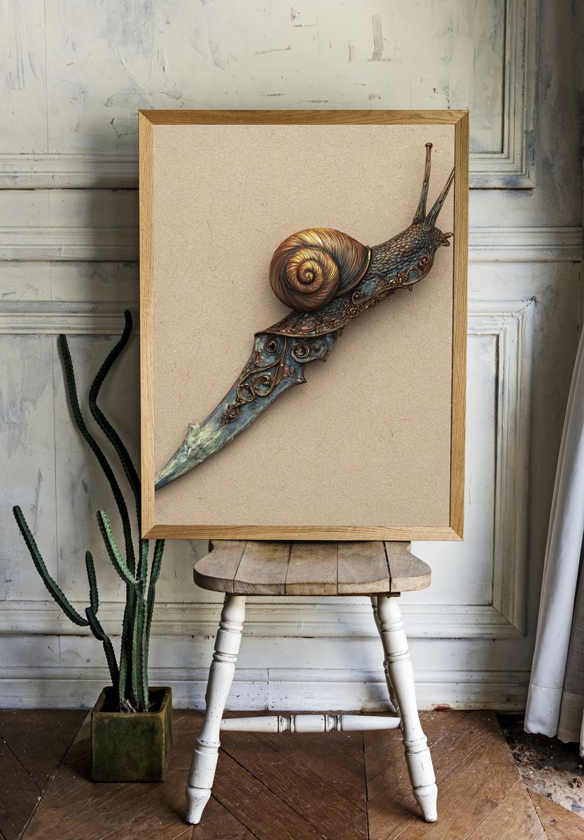 Snail Knife — Surrealism Print. — room view 1