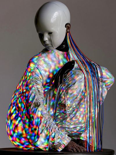 Surreal Neon Figure Print.