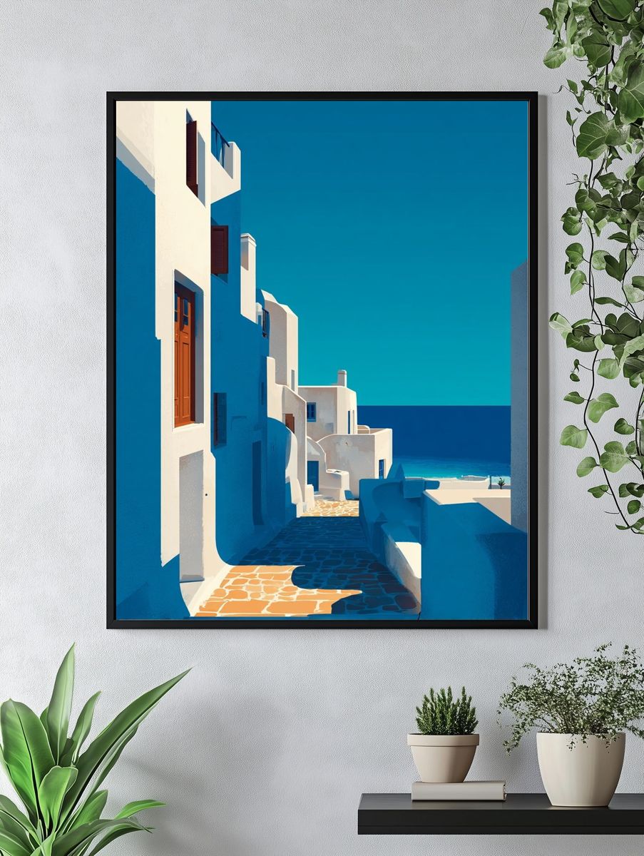 Santorini Alley — Illustration Print. — room view 4