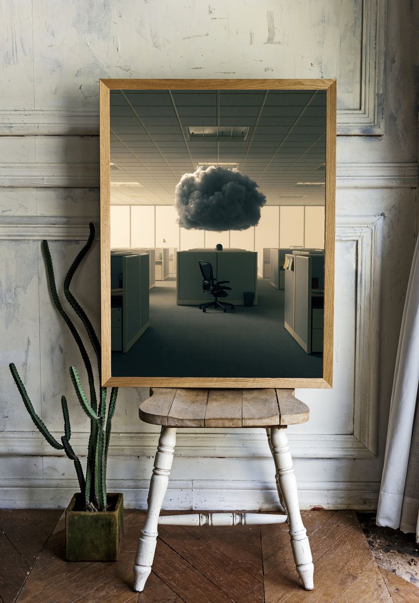 Surreal Office Cloud Print. room preview