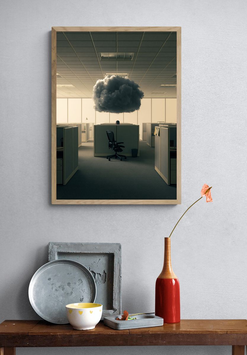 Surreal Office Cloud Print. — room view 3