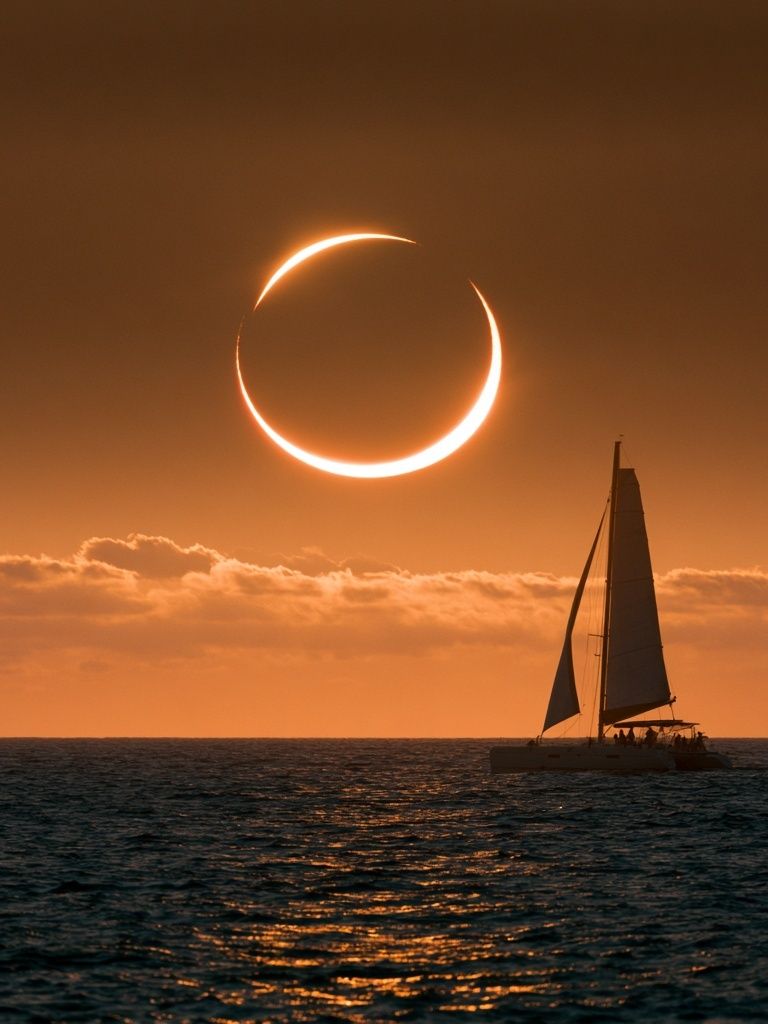 Solar Eclipse Sailboat Photography Poster. poster detail