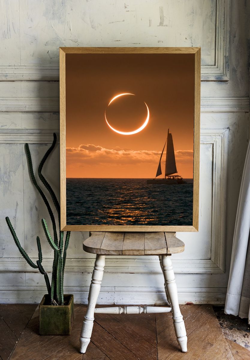 Solar Eclipse Sailboat Photography Poster. — room view 1