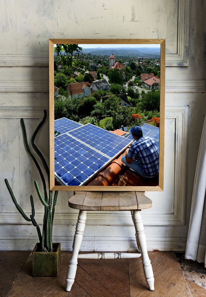 Solar Rooftop Overlook Photography Poster. room preview