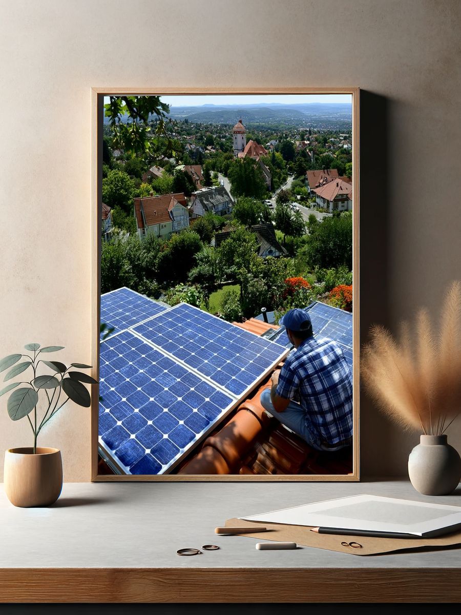 Solar Rooftop Overlook Photography Poster. — room view 2