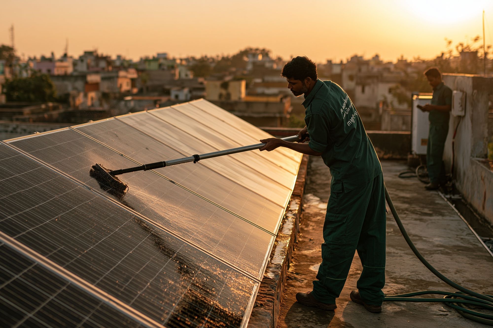 Solar Panel Cleaning Photography Poster. poster — photography art